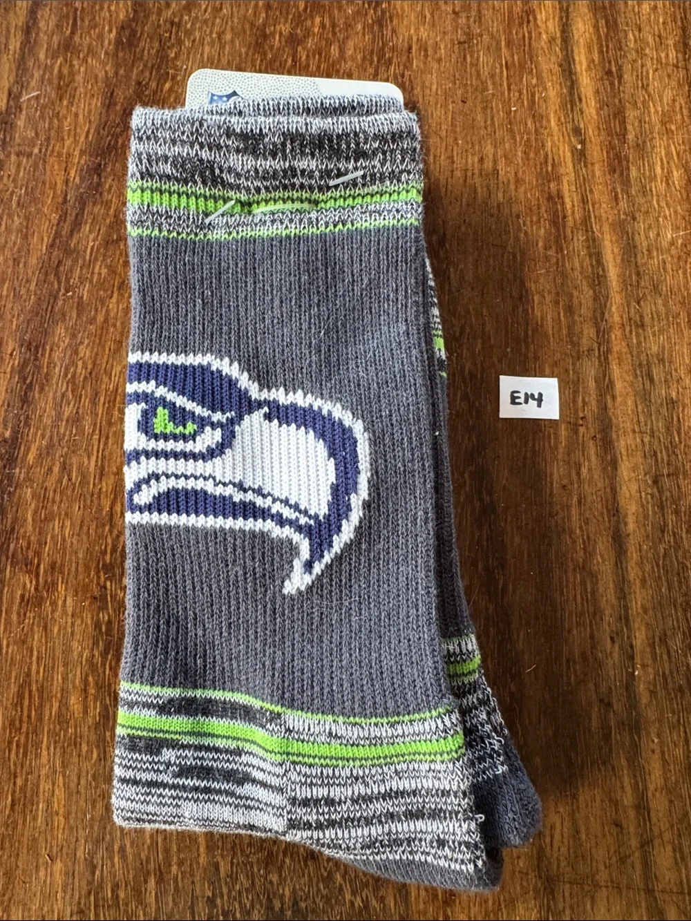 NFL Seattle Seahawks Gray Crew Socks with Team Logo - Large